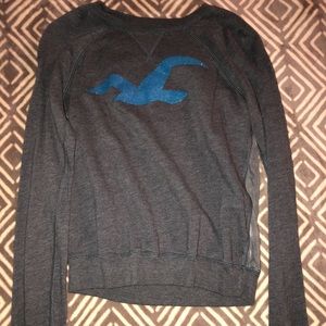 Hollister gray sweater with mesh back